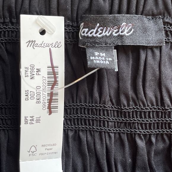NWT Madewell Dress Size Petite Medium Poplin Smocked Maxi Black NV960 - Picture 8 of 8